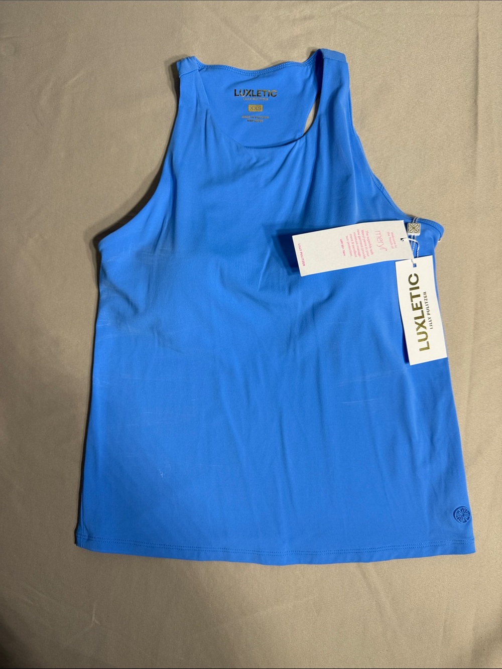 Lilly Pulitzer Luxletic Lilu Bra Tank UPF 50+ Lunar Blue XXS NWT